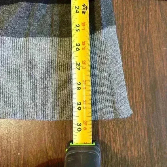 ANA Women’s Sz S/M Open Front Grey Black Strip Cardigan. 30” Long. Long Sleeve - Picture 6 of 7